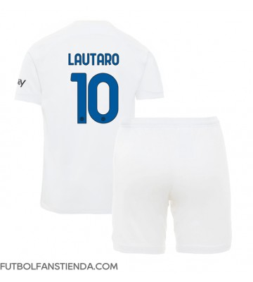 Inter Milan Lautaro Martinez #10 Segunda Equipación Niños 2023-24 Manga Corta (+ Pantalones cortos)